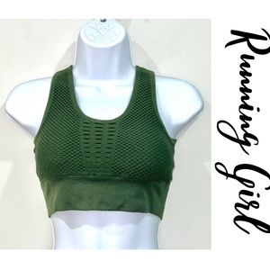 Running Girl Dark Green Sports Bra NWOT  Womens Size SM